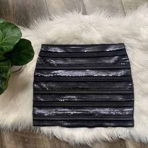 Express Black and Silver Sequin Skirt Size 4